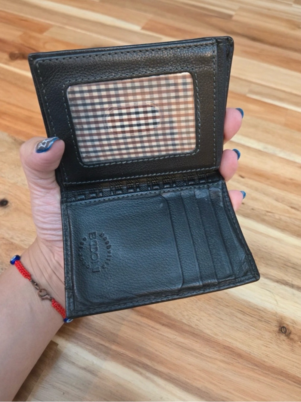 Boconi full-grain Men's Black Leather Bifold ID Wallet with Card Slots